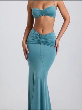 white christmas dresses The Bandeau Cut Out Maxi in Brown – marsthelabel main image 1